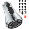 Mbillion Testa di ricambio universale per rubinetto da cucina, cromata lucida, 3 funzioni, in ABS, ugello estraibile con 14 adattatori, compatibile con Moen, Delta, Kohler, WEWE American Standard