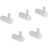 BVL 5 ganci appendiabiti da parete, in metallo, per bagno e cucina, colore bianco, taglia S