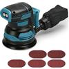 Roadtime Levigatrice Orbitale a Batteria 125 mm per Makita 18V (senza batteria) | Smerigliatrice Brushless, 4000-8000 rpm, 3 Velocità, 21 Fogli Abrasivi e Sacchetto Polvere