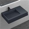 Mai & Mai Lavabo da Appoggio 75x51x13cm, Lavabo Bagno Sospeso Lavandino Bagno Rettangolare Colossum11 da Marmo Fuso con Rialzo, Antracite opaco