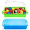 QGGTQG Sandbox con coperchio Sensory Bin con coperchio per bambini, vassoio in plastica, copertura per sandbox Sensory Sandbox contenitore per acqua, sabbia, perle e altro (verde e blu)