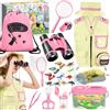 CYJJYZ 23 PCS Kit Esploratore Bambini, Set di Esplorazione per Bambini, Set Explorer Outdoor Giocattoli, con Binocolo, Cappello, Gilet, per età 3+, Anni, Kit di esplorazione Regalo (Rosa)