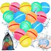 ZZQVIP Palloncini Acqua Riutilizzabili 15 Pezzi in 5 Colori, Gavettoni Magnetici Autosigillanti in Silicone con Sacchetto a Rete, Giochi Acqua Bambini per Piscina e Spiaggia
