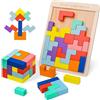Withosent Puzzle Tetris in Legno per Bambini e Adulti - 30 Pezzi Tangram Ispessito Rompicapo Montessori STEM Educativo, 3D Gioco di Logica Blocchi Russi Idea Regalo Compleanno Natale