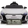 TOYSCAR Macchina Elettrica per Bambini Audi RS e-Tron Auto Elettrica per Bambini Telecomandata Sedile in Pelle Porte Apribili TAPPETINI Inclusi Doppio Motore Elettrico 12V Carico 25 kg Bianca