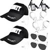 Flotory 10 pezzi costume di servizio bambini giocare cosplay guardia di sicurezza segreta vestire occhiali da sole cappello nero auricolare tubo acustico auricolare per Halloween vestito FBI giocattoli spia
