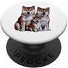 Shiba Inu Puppy Lover PS Schizzo e disegno della famiglia dei cuccioli di Shiba Inu. PopSockets PopGrip Adesivo