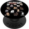 Rabbit Breeds Animal Cute Rabbits DonaOn I Just Really Like Conigli Ok Animal Lover Carino Coniglio PopSockets PopGrip Adesivo