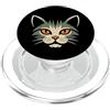 Cat Lover Gift Mystic Cat Face Orange Eyes Feline Lover PopSockets PopGrip per MagSafe
