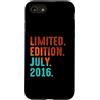 July 2016 Retro Vintage Year 2016 Gift Custodia per iPhone SE (2020) / 7/8 Edizione Limitata Luglio 2016 Compleanno