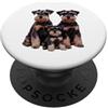 Miniature Schnauzer Puppy Lover PS Schnauzer in miniatura cucciolo famiglia schizzo disegno arte. PopSockets PopGrip Adesivo