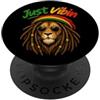 Uppercase Tees Reggae Lion Collection Dreadlocks Rasta Just Vibin Lion Reggae Vibes PopSockets PopGrip Adesivo