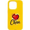 China Travel Heart Co Custodia per iPhone 15 Pro I Love China Vacation Bandiera a forma di cuore, souvenir per viaggi d'affari