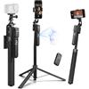 K&F CONCEPT Bastone Selfie 180CM, Treppiede di Seguimento AI 360°, Dispositivo Automatico e Pieghevole, Controllo Gestuale, Telecomando Bluetooth, 7 in 1 per Video/Vlog/Live