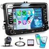 Rimoody 4G+64G 7 Autoradio Android per VW Golf 5 6 Passat Jetta Caddy EOS T5 Tiguan Touran CC Polo Wireless Carplay Autoradio 2 Din con Android Auto GPS Navi WiFi Bluetooth FM/RDS/EQ Telecamera Posteriore