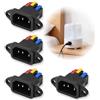 JXRSKJ 4 prese IEC C14 a 3 pin per montaggio a pannello, base maschio 10 A 250 V con terminali a vite, connettore di ingresso CA per alloggiamento, PC, blocco di alimentazione (nero)