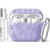 Joremx Custodia Per AirPods Pro 3 con adorabile motivo d'erba(Viola Chiaro)