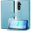 ivencase Cover per Samsung Galaxy A17 con vetro temperato, custodia in pelle PU magnetica [ tasca per portafoglio], custodia di funzione stand video porta carte di credito a patta per Samsung A17