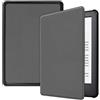 Saturcase - Custodia a libro per Amazon Kindle 2019, in pelle sintetica, ultra sottile, leggera, con funzione di accensione e spegnimento automatico, per Amazon Kindle 2019 (10a generazione) grigio