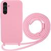 FERLAN Cover compatibile con Samsung Galaxy A05S,Custodia con Laccio Collana Tracolla Collo Liquido Silicone Antiurto TPU Antiurto AntiGraffio Protettiva Case,Rosa