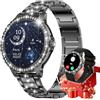 CHOOSETIME Smartwatch Donn con Diamanti, 1.32 Orologio Fitness con Ciclo Mestruale/Sonno/Frequenza Cardiaca per Android iOS, 500+ Quadranti, 2 Cinturini, 100+ Sport, Chiamate Bluetooth, Nero