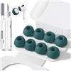 Inesore 4 Paia Gommini per AirPods Pro 1/2 con Foro Antirumore, Tappi Auricolari in Silicone per AirPods Pro con Kit Pulizia e Custodia Portatile, (XS/S/M/L) Verde Pino
