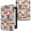 kwmobile Custodia eReader Compatibile con Amazon Kindle Paperwhite Cover - eBook Reader Flip Case - grigio/giallo/marrone - Pinguini