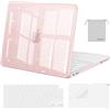 MOSISO Custodia Glitter Compatibile con MacBook Neo 13 pollici Cover Modello A3404 Versione 2026 con Chip A18 Pro, Case Rigida Anti-rottura&Copritastiera&Pellicola&Borsa Porta Oggetti, Rosa Pastello