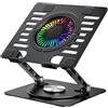 CoolBox CoolAir - Supporto portatile con ventola silenziosa RGB da 11 cm, base regolabile in altezza e rotazione di 360°, frigorifero portatile con velocità regolabile, tablet/laptop fino a 17,3. Alluminio