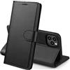 PHONILLICO Cover per iPhone 13 Pro - Custodia Nera Portafoglio con Chiusura Magnetica Porta Carte Antiurto e Protezione Completa