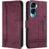 Bravoday Cover per Huawei Honor 90 Lite, Flip Custodia in Pelle PU Portafoglio Custodia per Huawei Honor 90 Lite, con Slot per Schede, Vino Rosso
