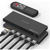 Fosmon Switch HDMI 4K 5 Porte con Telecomando, 4K@60Hz HDCP 2.2 18Gbps, Commutatore HDMI 2.0 Auto 5 in 1 Uscita Hub compatibile con PS5, Xbox X|S, Apple TV, DVD, Laptop PC, Monitor