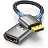 UANTIN Adattatore porta di visualizzazione a HDMI | 4K/1080p@120Hz intrecciato DP DisplayPort maschio a HDMI femmina convertitore unidirezionale per PC Dell HP AMD NVIDIA Laptop HDTV monitor e altri