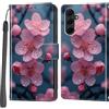 Haninsuze Cover per Samsung Galaxy A35 5G, Custodia Interno TPU Antiurto Portafoglio con Disegni [schede Fessura] [Supporto Stand] Cover Libro in PU Pelle (Fiore di pesco)