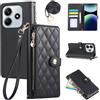 Rosbtib Custodia per Xiaomi Redmi Note 14 4G Cover Premium Pelle PU Wallet Flip Case con Tracolla Lunga Slot per Schede Funzione di Supporto Magnetica Cover per Redmi Note 14 4G - Nero