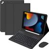 iXTRA Custodia per tastiera per iPad 10,2 9a/8a/7a generazione 2021 iPad Pro 10,5 2019/2017 Air 3a generazione, tastiera staccabile sottile in pelle Folio Smart Cover con supporto per mouse wireless