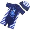 Tyidalin Costume da Bagno Intero Ragazzi Bambini Protezione Solare UPF 50+ con Cappello da Sole Cartone, Blu Chiaro, 86-92 (Étiqueter 3)