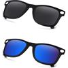 AOZAN Occhiali da sole polarizzati a clip con montatura nera opaca compatibile con Ray-Ban Meta Wayfarer RW4006 50 mm per uomini e donne - Onyx Black & Capri Blue