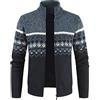 YOUTHUP Cardigan da Uomo Giacca con Maglione Maglia Manica Felpa Lungan Zip Righe Caldo Invernale Outwear Tops, Grigio Chiaro, S