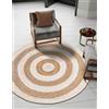 Aizza Trends Tappeto indiano fatto a mano in iuta naturale intrecciata con design a scatola bianca, tappeto in iuta, per sala da pranzo, soggiorno, zerbino, dimensioni: 69 x 120 cm