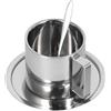 Mimdixy tazze a doppia parete, Set di 3 tazze da caffè in acciaio inossidabile, tazze da caffè isolate, con cucchiaio e vassoio, tazza da tè e latte per ufficio, ristorante, hotel