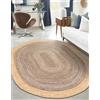 Aizza Trends Tappeto ovale indiano intrecciato a mano in iuta naturale, colore grigio, per soggiorno, resistente, dimensioni: 69 x 120 cm