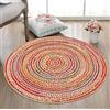 Aizza Trends Tappeto indiano fatto a mano intrecciato multi cotone con zona di iuta, tappeto per letto, tappeto ecologico per pavimento - 120 cm x 120 cm rotondo