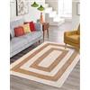 Aizza Trends Tappeto indiano fatto a mano in iuta naturale intrecciata con design a scatola bianca, tappeto in iuta, sala da pranzo, soggiorno, zerbino, dimensioni: 120 cm x 180 cm