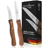 Schwertkrone Set di coltelli con manico in legno di faggio, coltello per verdure coltello da cucina, coltello multiuso, acciaio inossidabile tedesco