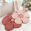 DEXI Tappeto Bagno Antiscivolo 60 x 90 cm, Tappetino Bagno Super Assorbente con Motivo Floreale, Lavabile in Lavatrice, Decorazione Stile a forma di fiore, Rosa