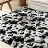 YNNHUDEEP Tappeto a pelo lungo, lavabile, antiscivolo, morbido, per soggiorno, camera da letto, cameretta dei bambini (nero e bianco, 120 x 160 cm)