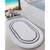 DEXI Tappeto da bagno antiscivolo, lavabile, assorbente, in morbida microfibra, tappeto da bagno ovale per pavimento del bagno, doccia, WC, lavandino, 61 x 91,4 cm, blu navy