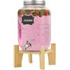 Hisredsun Dispenser per bevanda in vetro da 8 litri con rubinetto in acciaio inox, per feste con supporto in bambù, brocca d'acqua perfetta
