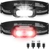EOIWUY Torcia Frontale LED Ricaricabile Lampadario Soggiorno, 2 Pezzi Lampada Frontale Super Luminosa con 5 Modalità (Luce Rossa e Bianca), Impermeabile & 60° Regolabile Torcia da Testa per Campeggio